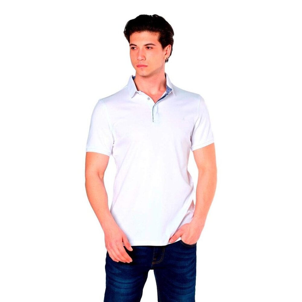 Men's Classic White Polo Shirt by Duca Blanca Size Medium